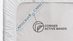 Cariloha fitted sheet with active bands for secure, snug fit and enhanced sleep comfort.