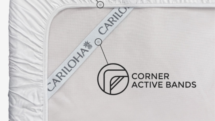 Cariloha fitted sheet with active bands for secure, snug fit and enhanced sleep comfort.