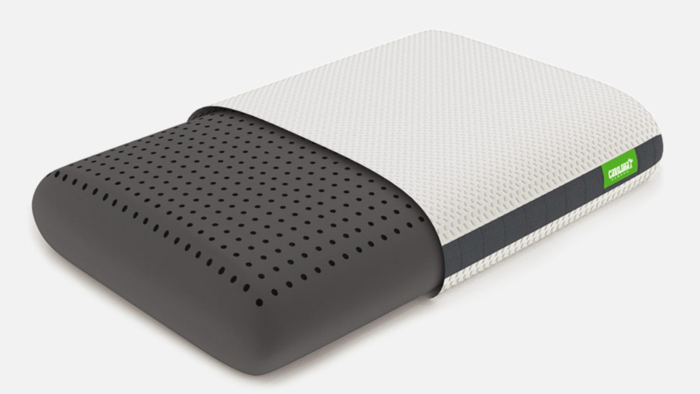Modern cooling mattress with breathable fabric, perforated base, and supportive side panel.