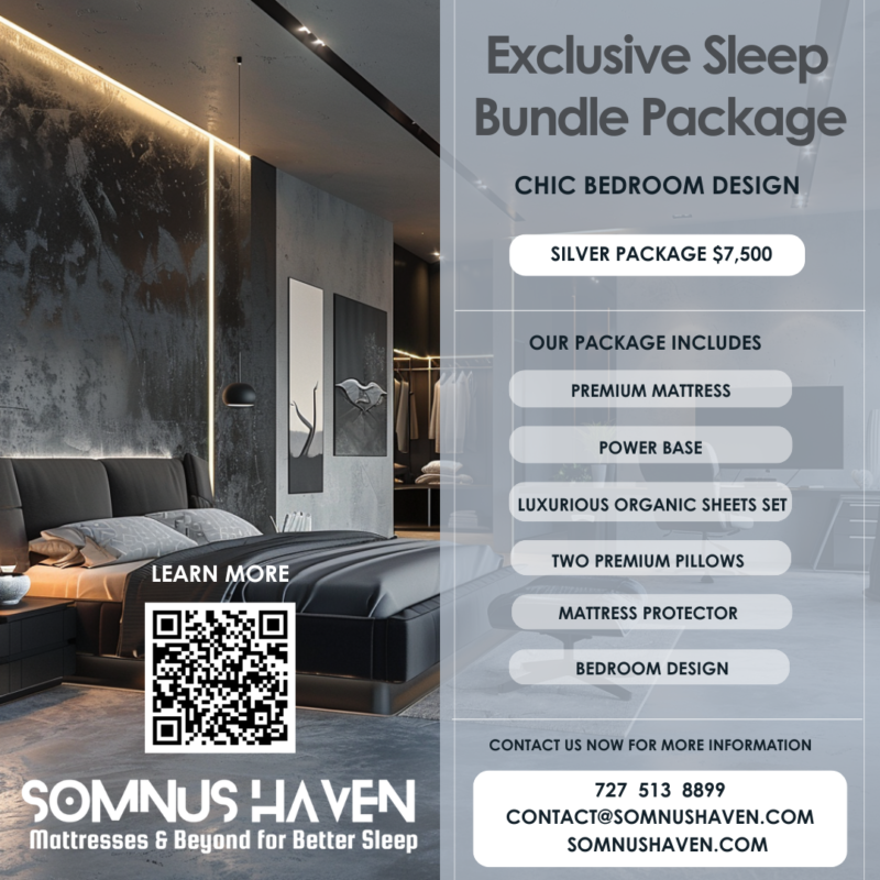 Luxury sleep bundle with mattress and design by Somnus Haven for $7,500.