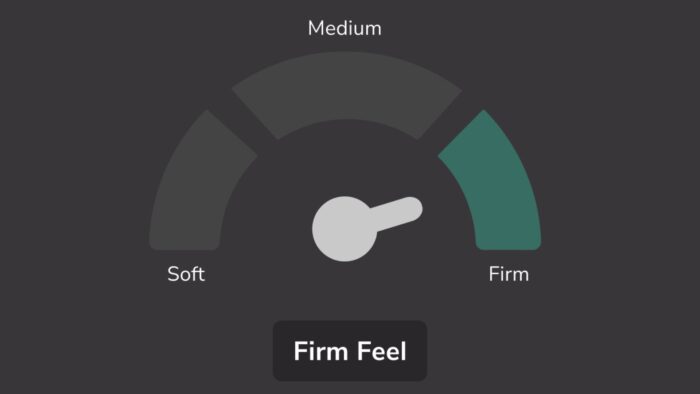 Firmness Scale Image: Soft, Medium, Firm Levels on Gray Background.