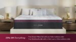 Modern bedroom with Helix Dusk mattress, burgundy accents, cozy pillows, and ambient lighting.