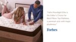 Couple enjoying comfort on Helix Moonlight Elite, Forbes top-rated pillow top mattress.