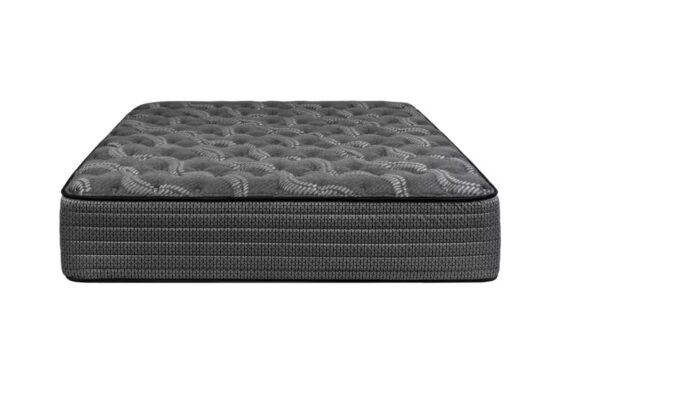 Wave-patterned gray mattress offering elegance, comfort, and support for contemporary bedroom decor.