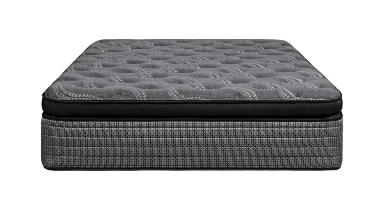 Gray modern mattress with quilted patterns, ergonomic support, and breathable fabric for comfort.