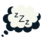 Stylized cloud-like thought bubble with zs, symbolizing sleep and dreaming.