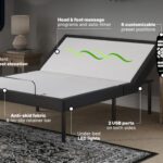 Modern adjustable bed with LED lights, massage features, USB ports, and customizable comforts.