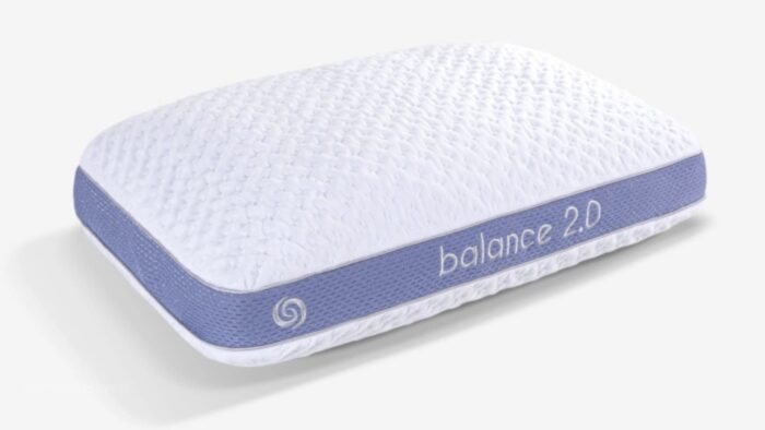 Modern Balance 2.0 pillow with quilted white surface, lavender sides, and supportive sleep-enhancing design.
