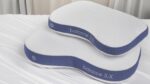 Ergonomic pillows for neck support, balance 3.0 and 3.X, with breathable fabric and blue trim.