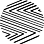 Circular black and white diagonal stripe design with dynamic, asymmetric pattern and modern aesthetic.