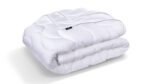 Luxurious white comforter, soft quilted design, easy maintenance, ideal for modern bedroom decor.