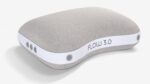 Modern gray ergonomic cushion with controls, Flow 3.0, for relaxation and productivity.