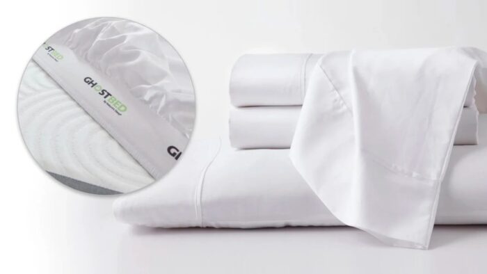 Luxury white quilted bedding set featuring GH ST logo for ultimate comfort and style.