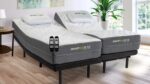 Modern dual adjustable GhostBed Luxe mattresses with remotes, enhancing bedroom comfort and style.