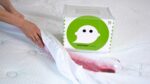 GhostBed mattress with spill-proof cover, red wine accident, brand box, clean sleeping space.