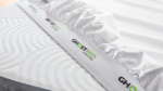 GhostBed mattress with plush surface, modern design, and enhanced sleep quality branding.