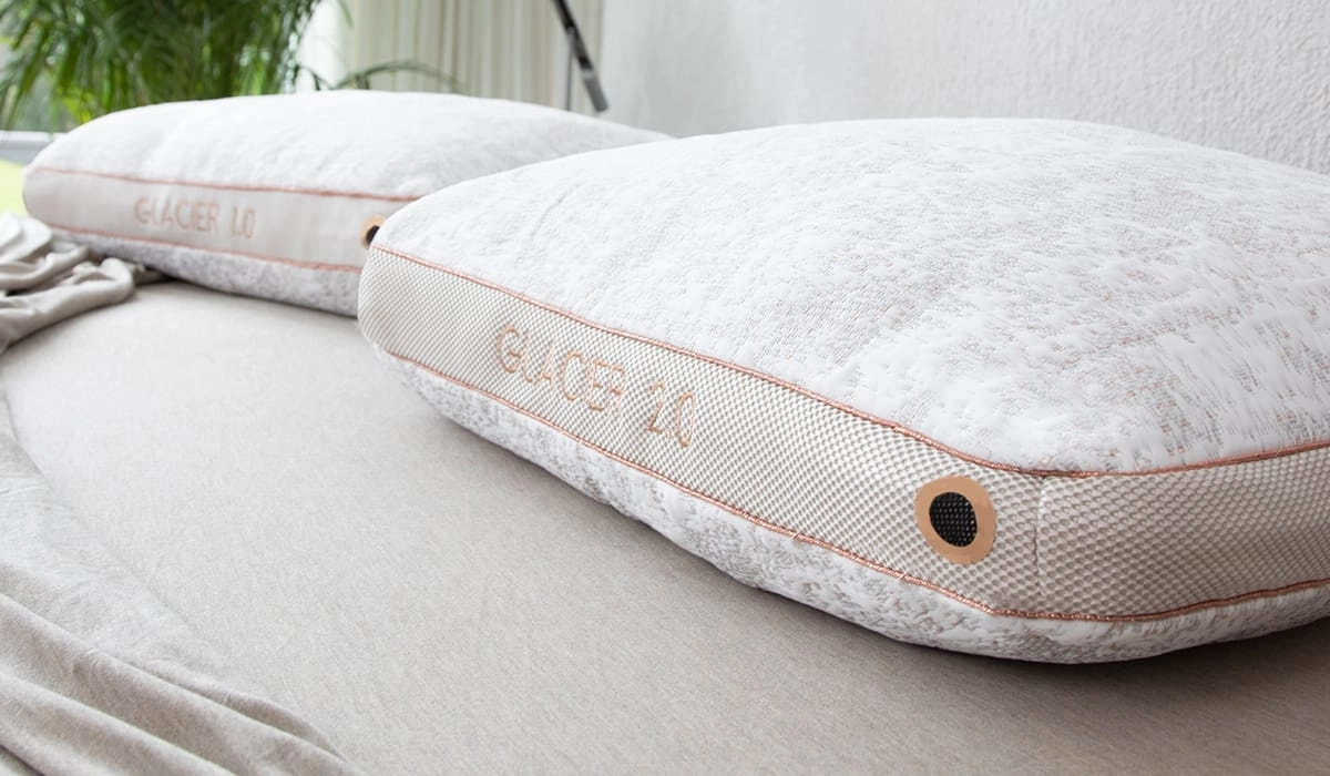 GLACE 21 plush pillows on neutral bedding for serene, cozy, and comfortable sleep environment.