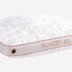 Premium Glacier 30 Pillow: Cool comfort with elegant beige trim and subtle embossed branding.