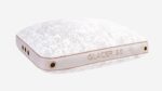 Premium Glacier 30 Pillow: Cool comfort with elegant beige trim and subtle embossed branding.