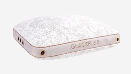 Premium Glacier 30 Pillow: Cool comfort with elegant beige trim and subtle embossed branding.