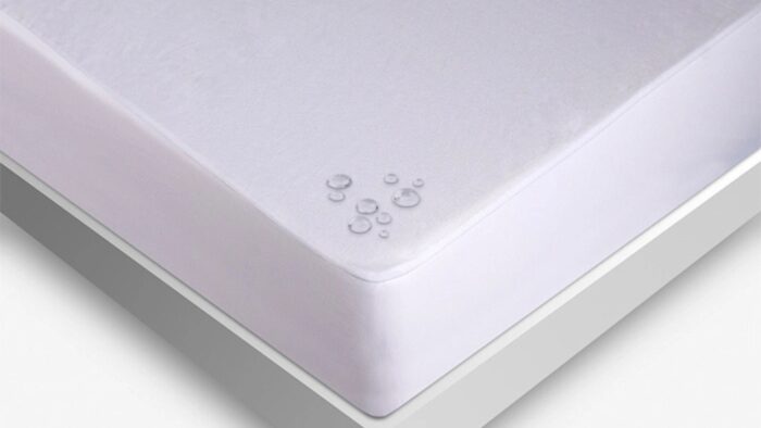 Water-resistant white mattress with modern design, rounded edges, and quality craftsmanship.