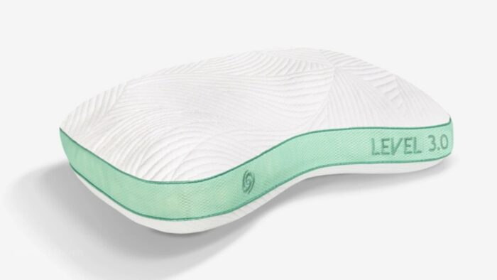 Ergonomic contour pillow with head-neck support, modern design, mint border, LEVEL 3.0.
