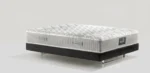 Premium quality mattress with quilted top on sleek black platform with metal legs.