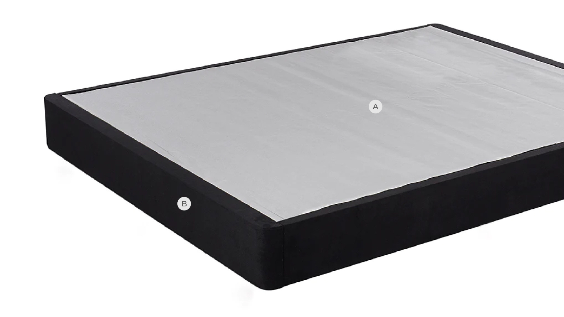 Rectangular mattress with sleek design, plush comfort, black trim, and potential features.