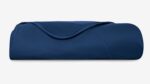 Navy blue plush blanket, soft and stylish for warmth and comfort.