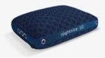 Modern navy pillow with cooling vents, geometric design, optimal for stylish and comfortable sleep.