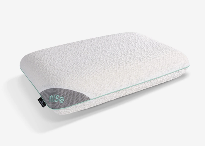 Memory foam Rise Pillow for stylish, ergonomic sleep support with textured cover.