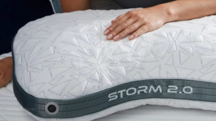 Modern Storm 2.0 Pillow with geometric pattern, hand-tested comfort, and distinctive branding.