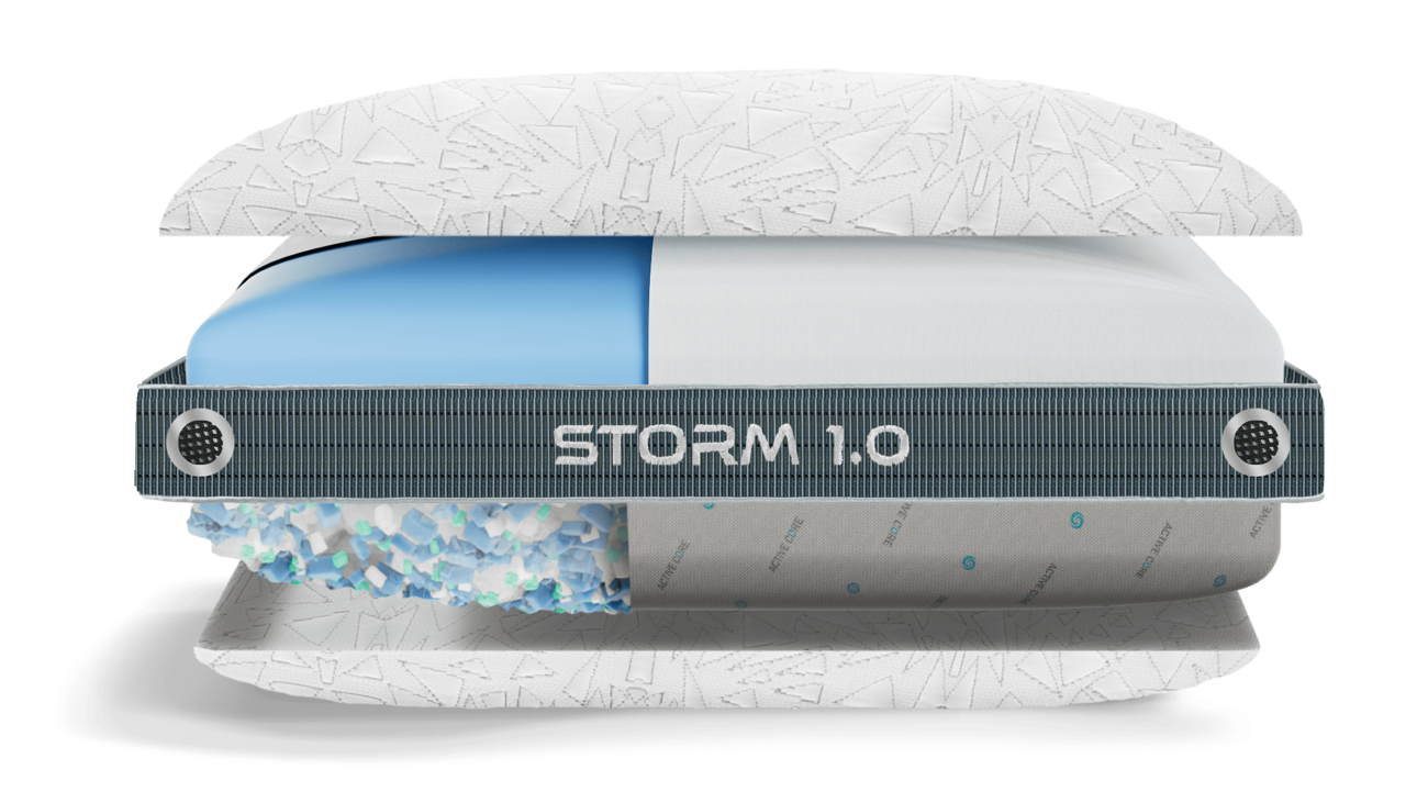 Innovative Storm 1.0 Pillow: Dual-layer, ergonomic design with airflow-promoting materials for comfortable sleep.