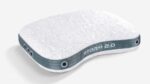 Ergonomic STORM 2.0 pillow with contour support, geometric pattern, and cooling ventilation.