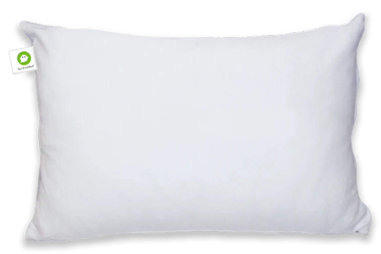 Eco-friendly plush white pillow with soft blend fabric, ideal for modern decor.