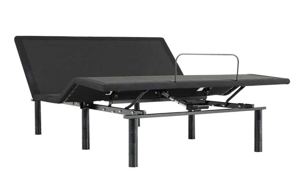 Modern adjustable bed frame with sleek design, customizable settings, and safety features.