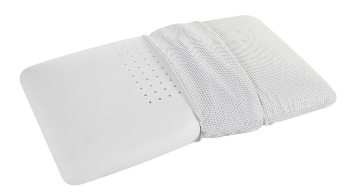 Ergonomic contour pillow with dual-sided comfort and breathability for all sleep positions.