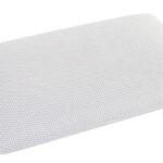 Ergonomic white pillow with breathable mesh for cool, comfortable sleep. Suitable for all positions.