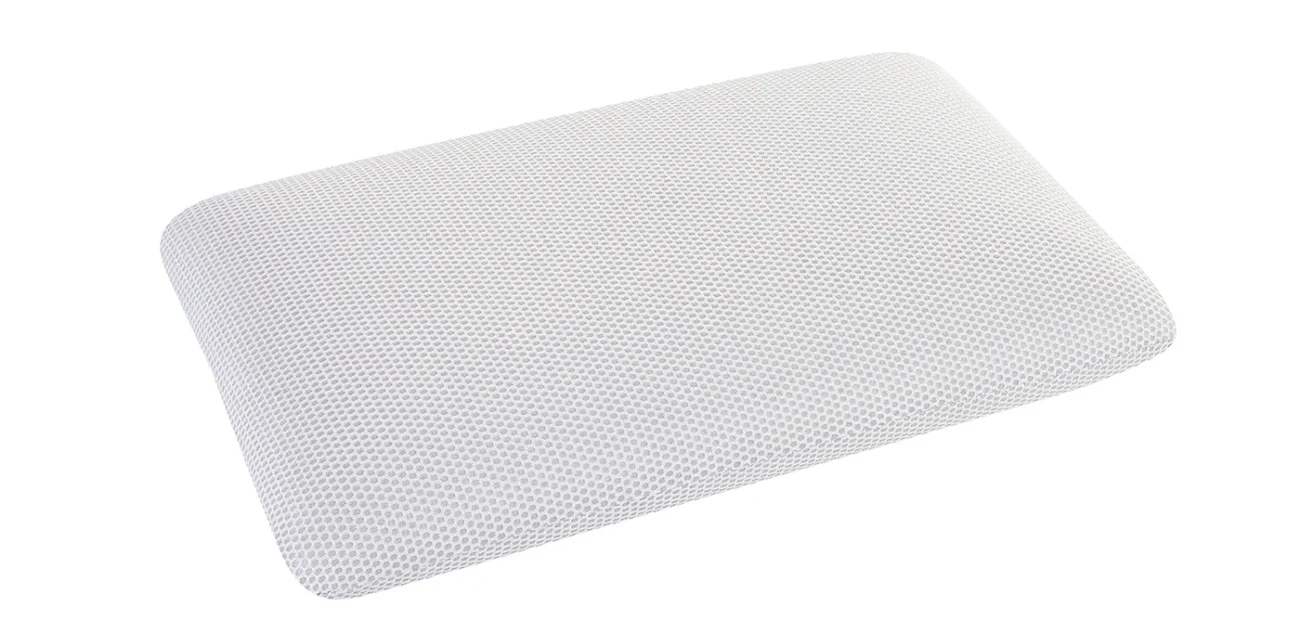 Modern ergonomic pillow with textured white fabric for enhanced comfort and support.