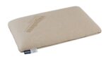 Beige luxury pillow by Somnus Haven, sleek design, supportive for all sleep styles.