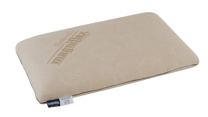 Beige luxury pillow by Somnus Haven, sleek design, supportive for all sleep styles.